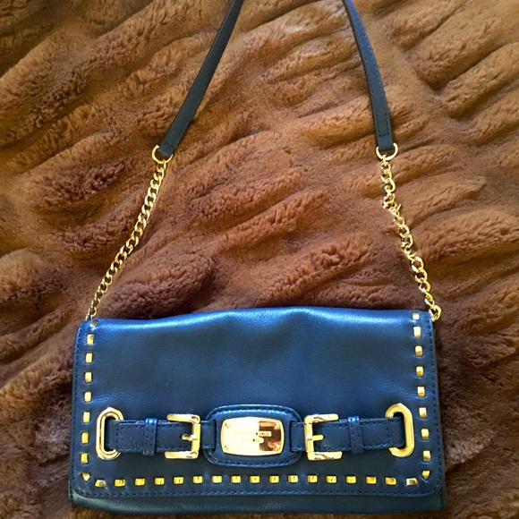 Michael Kors | Royal Blue Leather Gold Chain Shoulder Bag - Picture 1 of 11